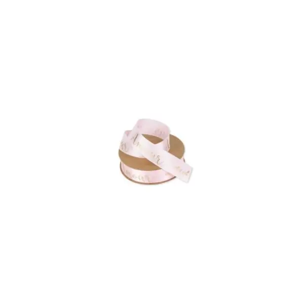 Ruban Satin Amour Rose et Or