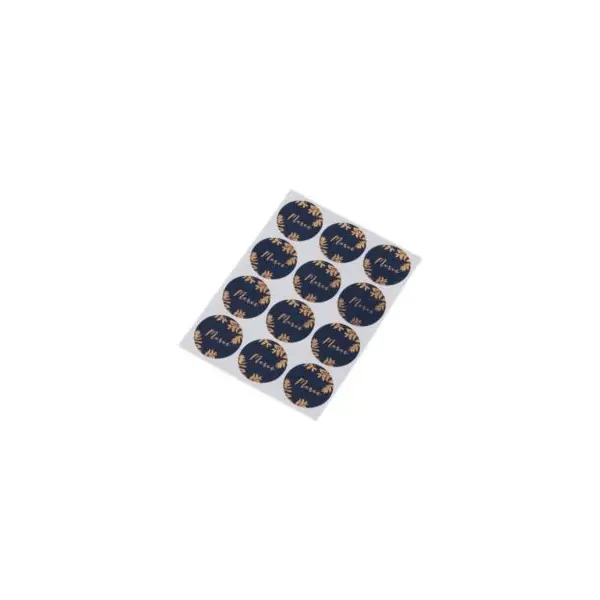 24 Stickers "Merci" Fougère Cuivre - Bleu Marine