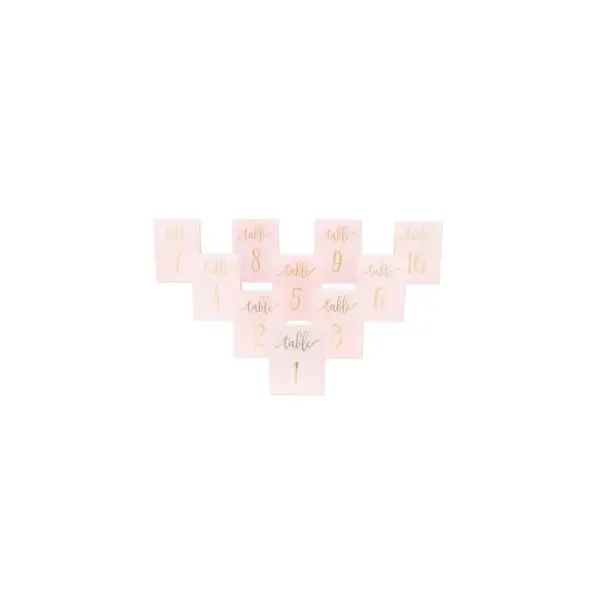 10 Marque-Tables de 1 à 10 - Rose