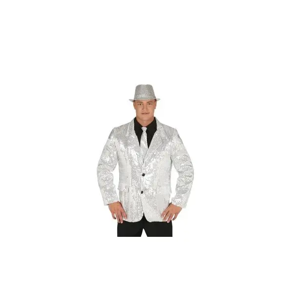 Veste Disco à Sequins Argent Homme - Taille au Choix