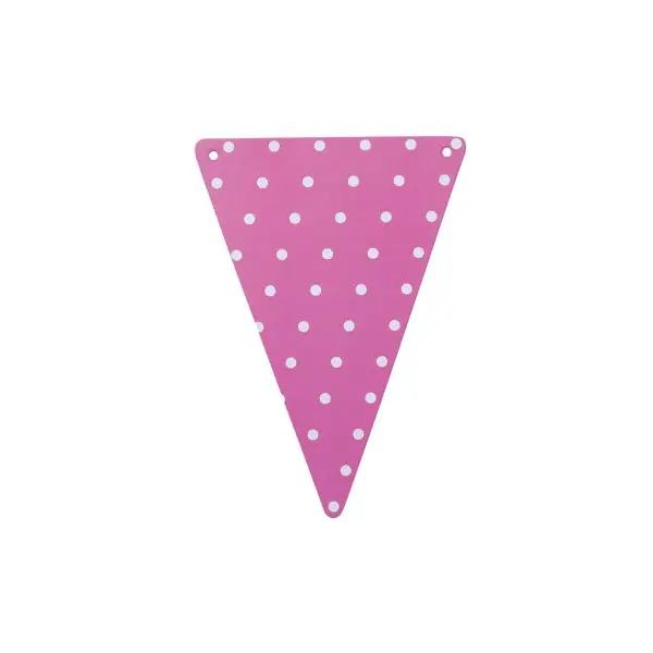 5 Fanions en Carton à Pois - Fuchsia