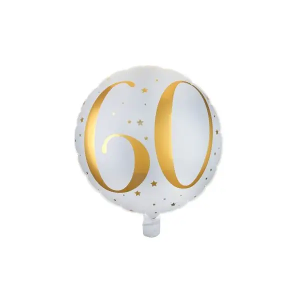 Ballon Anniversaire - Blanc et Or - 60 ans