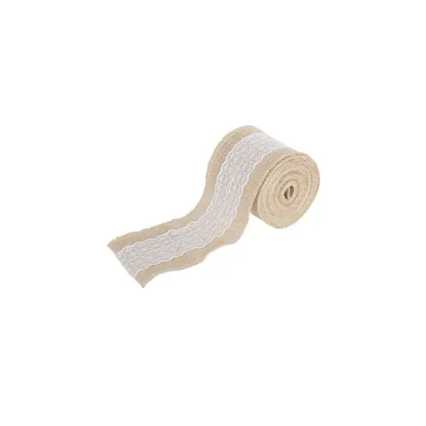Ruban en toile de jute et dentelle 8 cm