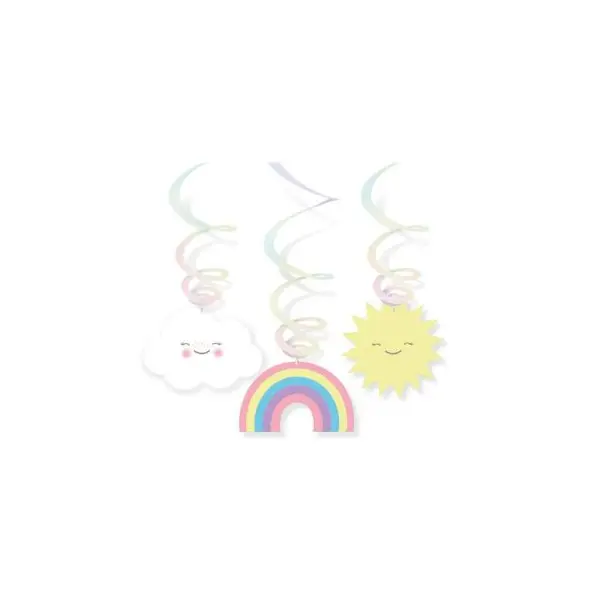 6 Spirales à suspendre - Nuage, Arc-en-ciel & Soleil