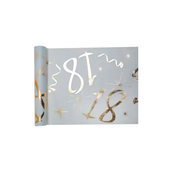 Chemin de Table Anniversaire - Blanc et Or - 18 ans