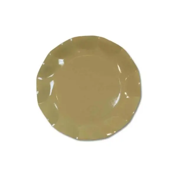 Petites Assiettes Vagues Rondes en Carton Taupe