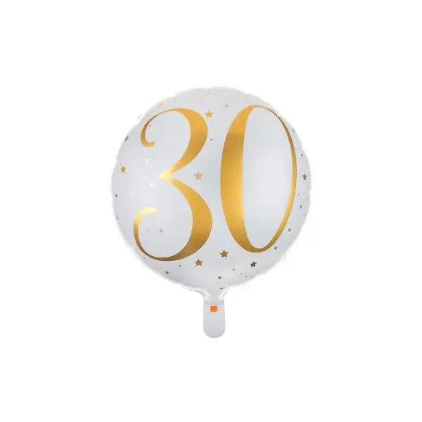 Ballon Anniversaire - Blanc et Or - 30 ans