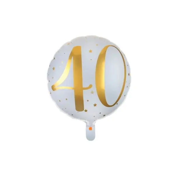 Ballon Anniversaire - Blanc et Or - 40 ans