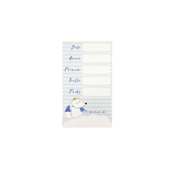 6 Cartes de Prédiction Naissance - Baby Shower - Renard Bleu
