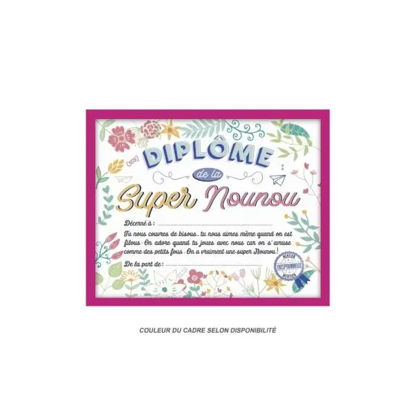 Cadre Diplôme Super Nounou