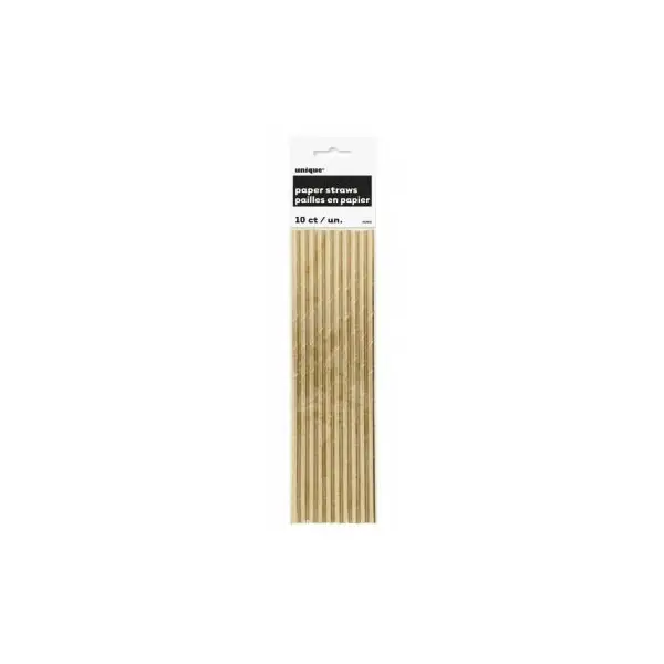 Lot de 10 Pailles en Papier Or Métallique