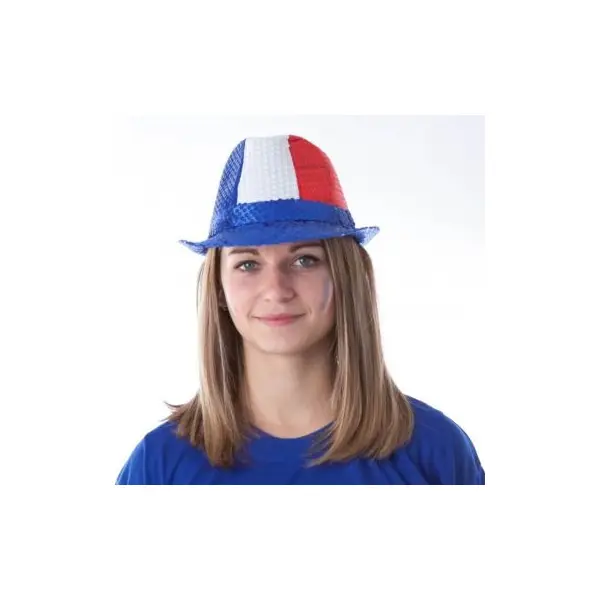 Chapeau Borsalino Tricolore France à Sequins