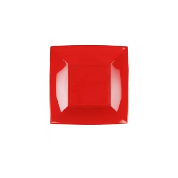 8 Assiettes Carrées - Rouge