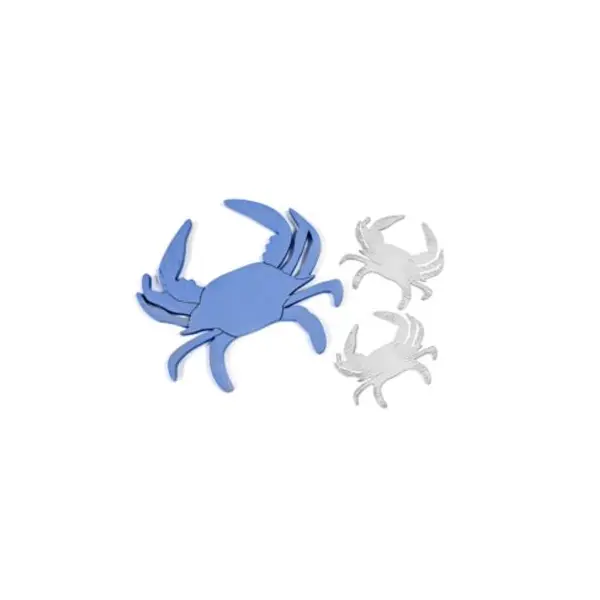 Sachet de 6 Crabes Décoratifs en Bois (2 tailles) - Bleu et Blanc