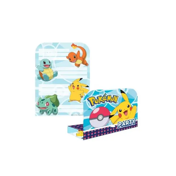 8 Invitations Party Pokemon