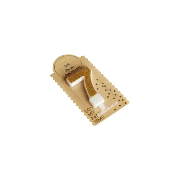Bougie Chiffre 7 Pailleté Or