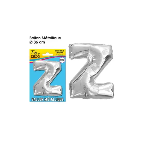 Ballon métallique argenté - Lettre "Z"