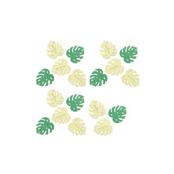 Sachet de 18 Confettis en Bois - Feuilles Tropicales