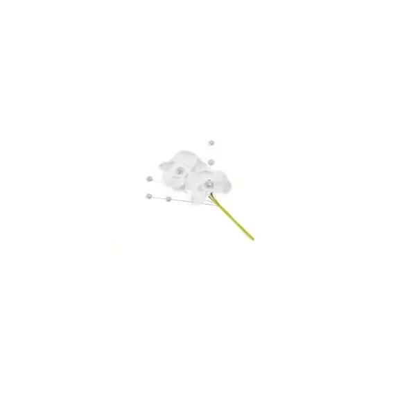 3 Fleurs d'Orchidée Blanches avec leurs Perles