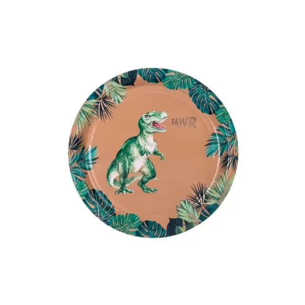 8 Assiettes en Carton - Dinosaure