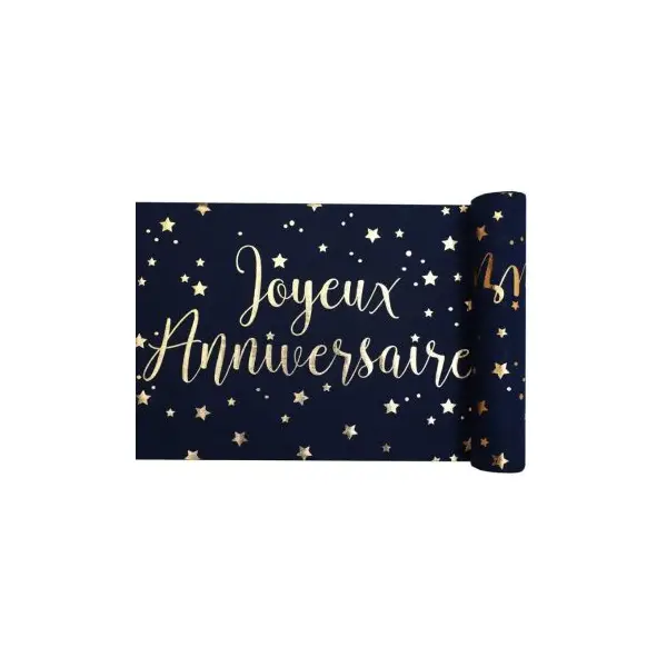 10 Gobelets en Carton "Joyeux Anniversaire" Bleu Marine Métallisé