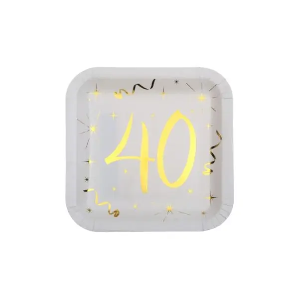 20 Serviettes en Papier Anniversaire - Blanc et Or - 80 ans