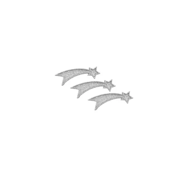5 Stickers Etoiles Filantes Pailletées - Argent