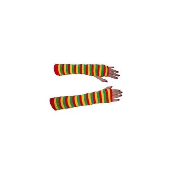 Mitaines Longues Rayées Rouge/Vert/Jaune