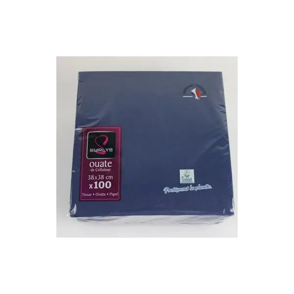 100 Serviettes Ouate de Cellulose - Bleu Vif