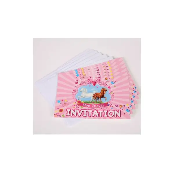 6 Invitations avec Enveloppes - Collection "Mon Cheval"