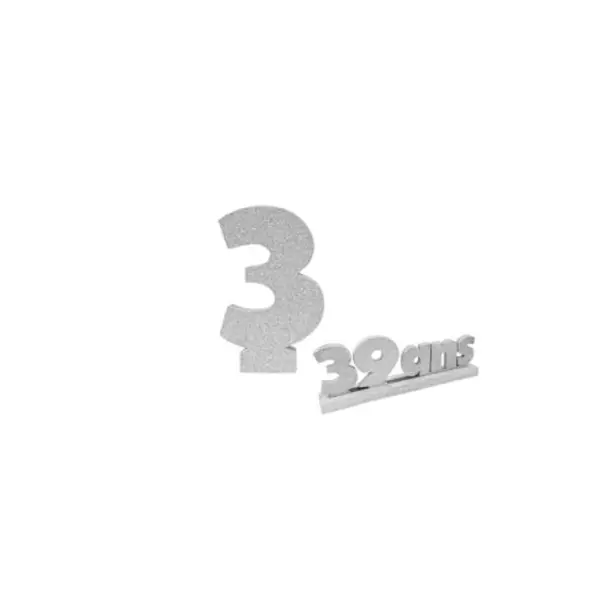 Chiffre 3 - Argent (12 cm)
