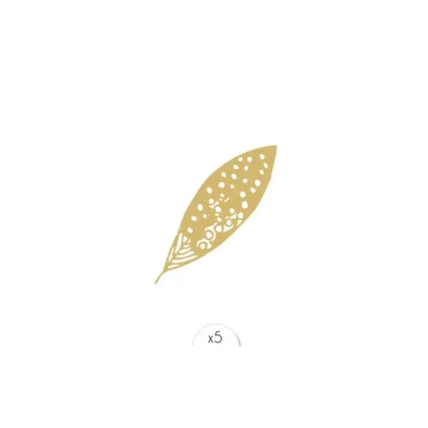 Sachet de 5 tatouages éphémères – Plume dorée