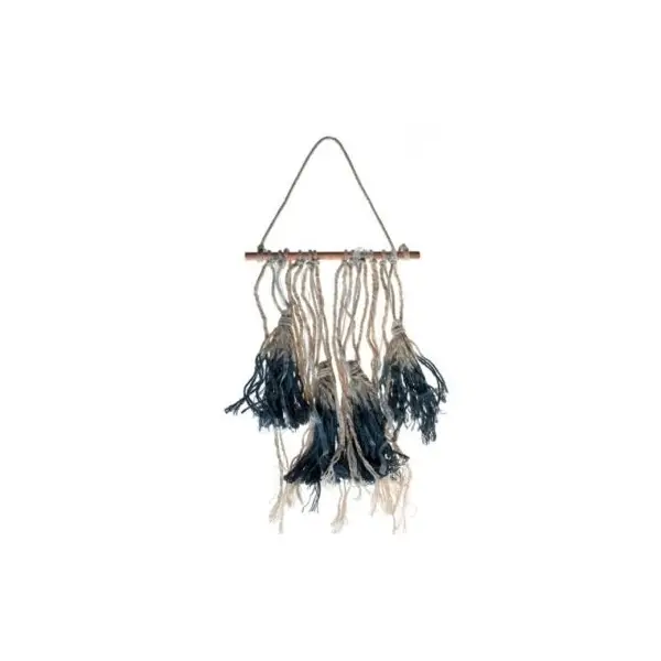 Mini Tenture décorative à Tassels - Ivoire et Bleu