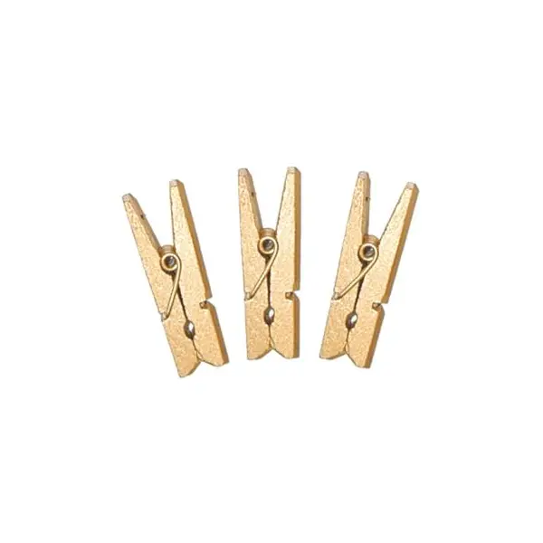 12 Petites Pinces en Bois Or