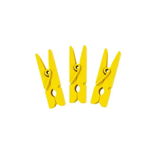 12 Petites Pinces en Bois - Jaune