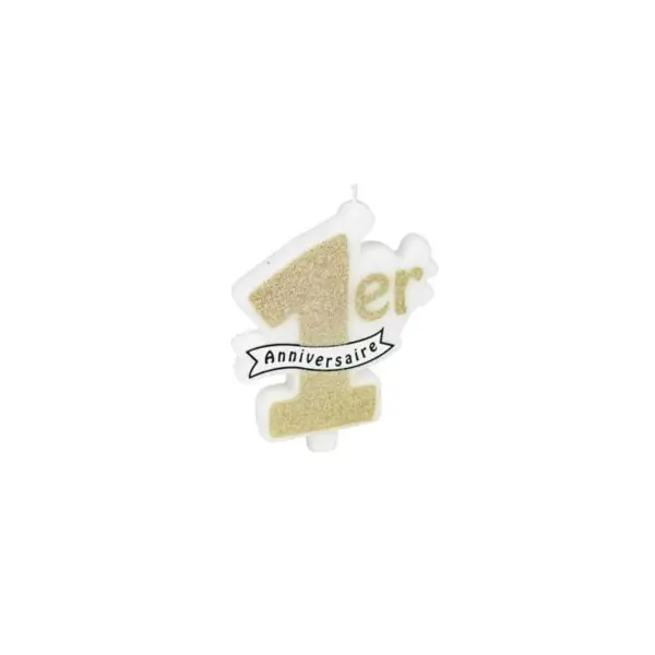 Bougie "Mon Premier Anniversaire" - Paillettes Champagne