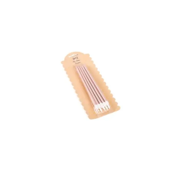 10 Bougies Fines avec Bobèches - 15 cm - Rose Gold
