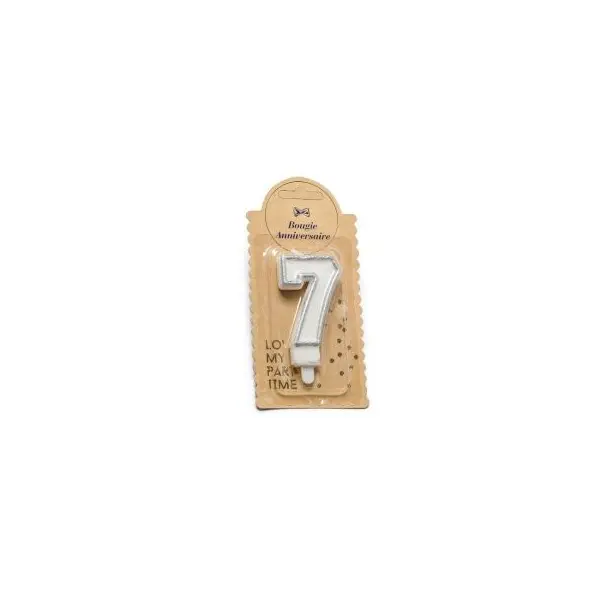 Bougie Chiffre 7 Pailleté Argent