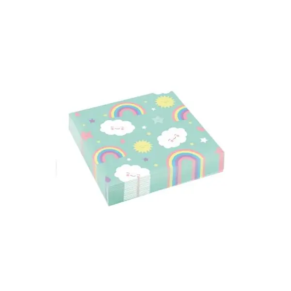 20 Serviettes Nuage et Arc-en-Ciel