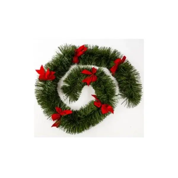 Guirlande Boa XXL - Effet Branche de Sapin avec Nœuds Rouges