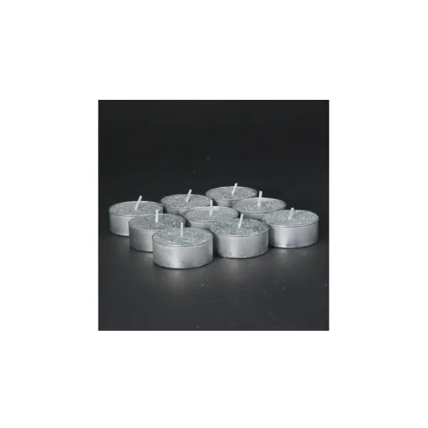 Blister de 9 Bougies Chauffe-Plat Texturées - Paillettes - Argent
