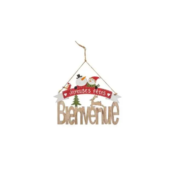 Pancarte en Bois de Noël - Bienvenue - 29 cm