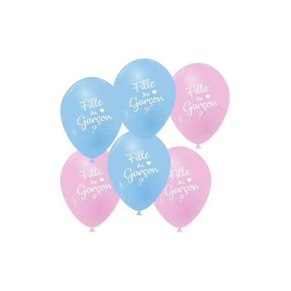 6 Ballons Baby Shower Roses et Bleus