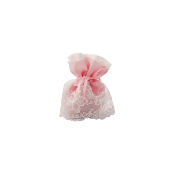 4 Pochons en Dentelle Robe Rose