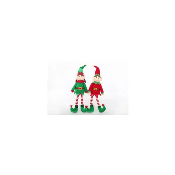 Décoration de Noël - Petit Lutin en peluche - 35 cm - Rouge ou Vert