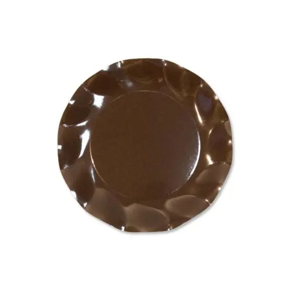 Petites Assiettes Vagues Rondes en Carton Chocolat