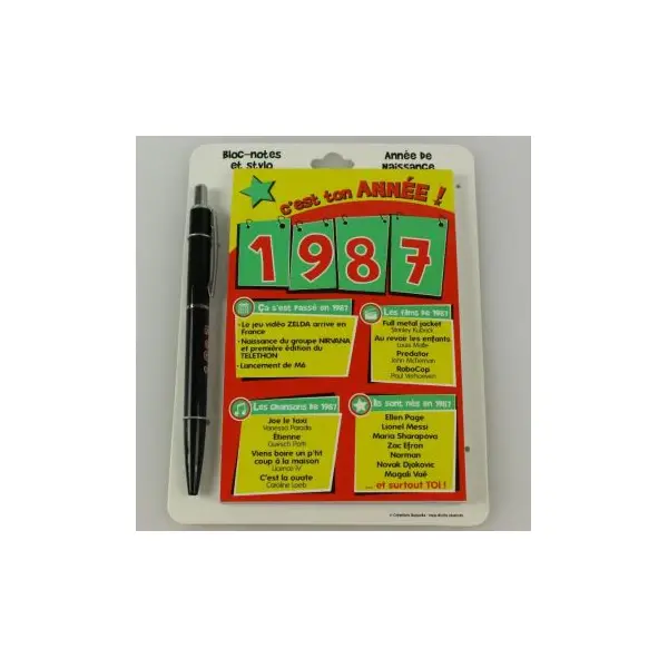 Bloc-notes et Stylo Année de naissance 1949