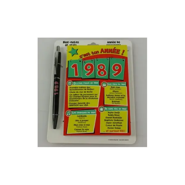 Bloc-notes et Stylo Année de naissance 1967