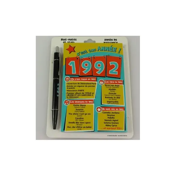 Bloc-notes et Stylo Année de naissance 1967