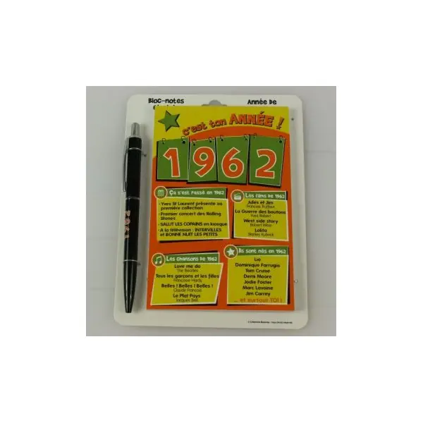 Bloc-notes et Stylo Année de naissance 1984